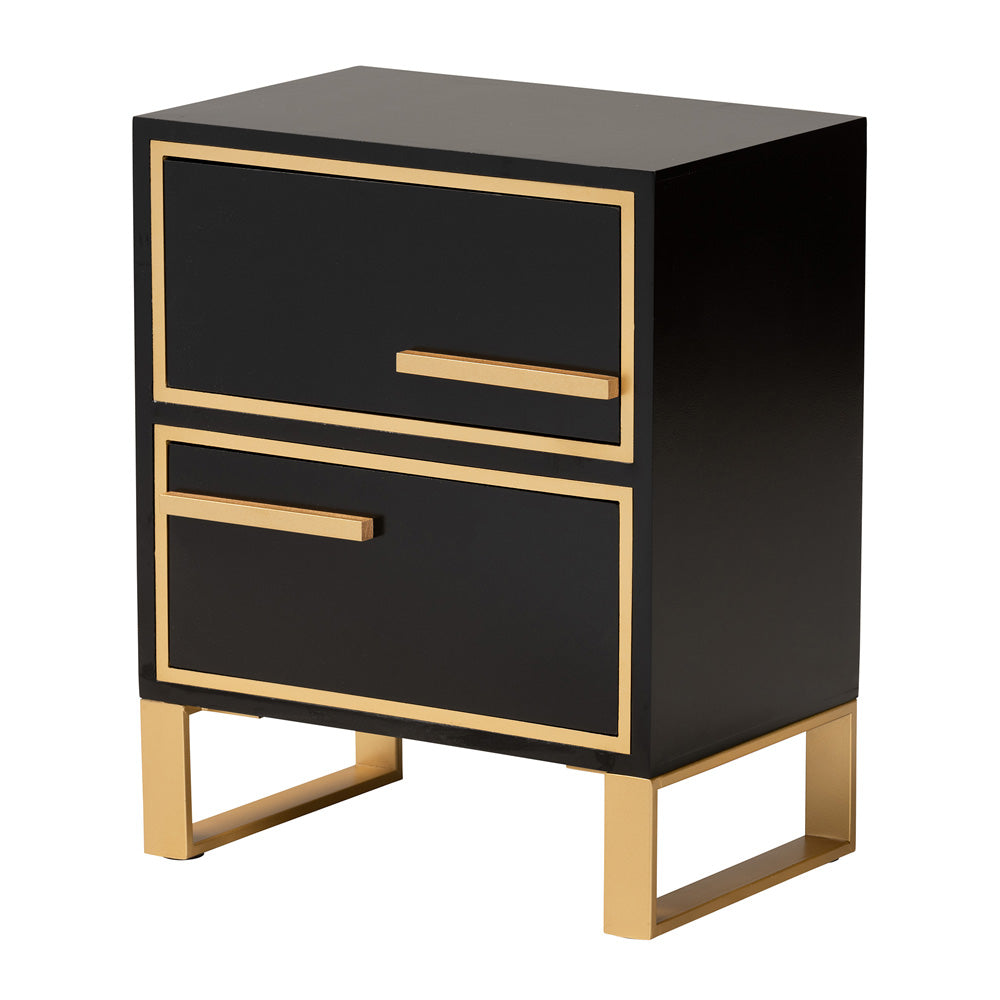 bali & pari - Giolla End Table in Black/Gold - JY21A015-Wood/Metal-Black/Gold-ET view 1