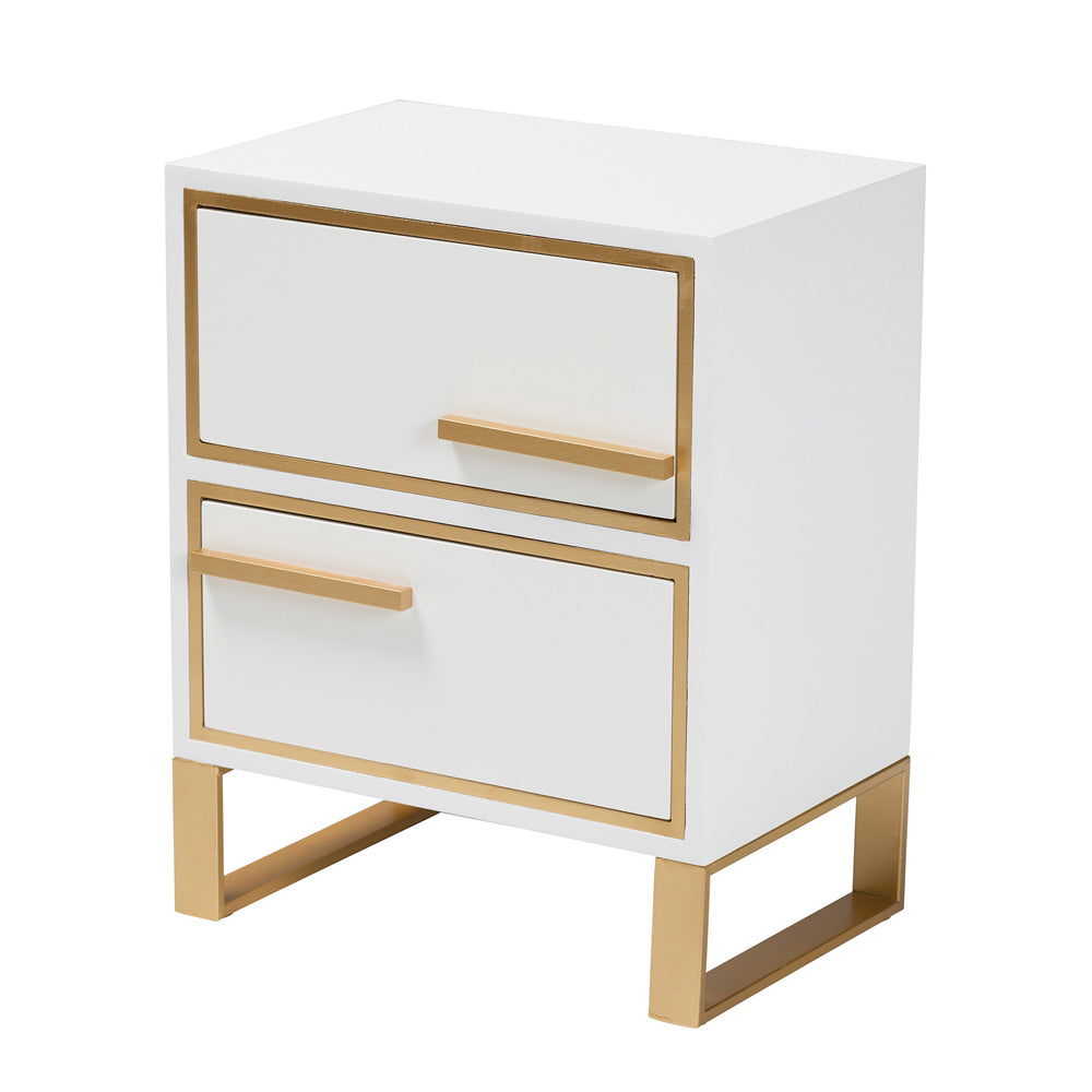 bali & pari - Giolla End Table in White/Gold - JY21A014-Wood/Metal-White/Gold-ET view 1