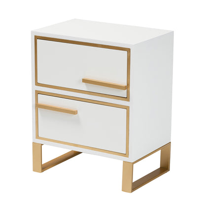 bali & pari - Giolla End Table in White/Gold - JY21A014-Wood/Metal-White/Gold-ET view 1