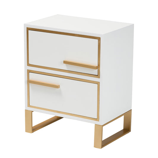 bali & pari - Giolla End Table in White/Gold - JY21A014-Wood/Metal-White/Gold-ET view 1