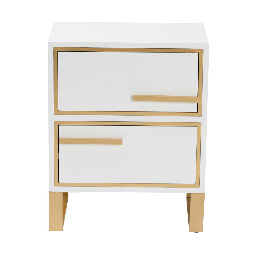 bali & pari - Giolla End Table in White/Gold - JY21A014-Wood/Metal-White/Gold-ET view 3