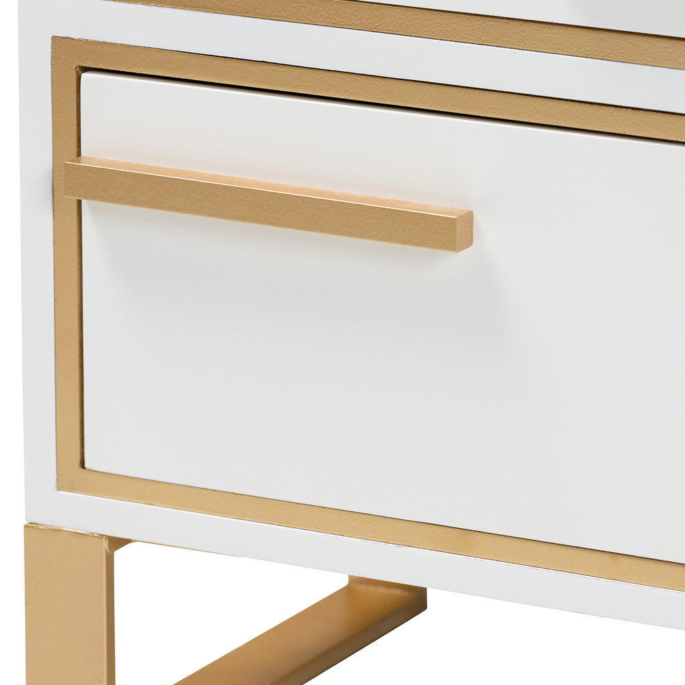 bali & pari - Giolla End Table in White/Gold - JY21A014-Wood/Metal-White/Gold-ET view 5