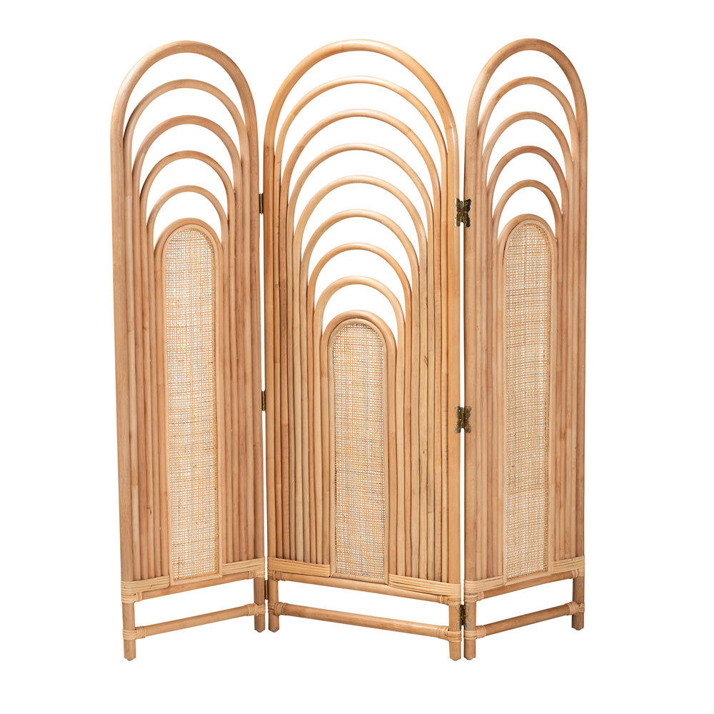 bali & pari - Golda Room Divider in Natural Brown - DW001-Rattan-Natural-RD view 1