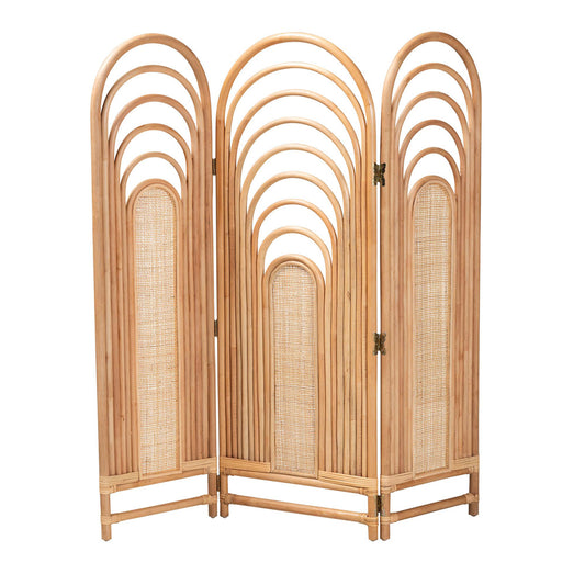 bali & pari - Golda Room Divider in Natural Brown - DW001-Rattan-Natural-RD view 1