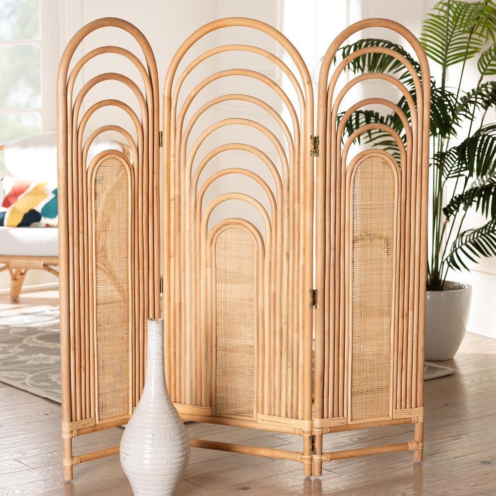 bali & pari - Golda Room Divider in Natural Brown - DW001-Rattan-Natural-RD view 3