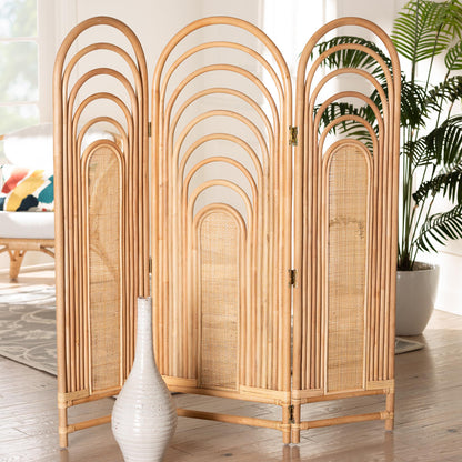 bali & pari - Golda Room Divider in Natural Brown - DW001-Rattan-Natural-RD view 3