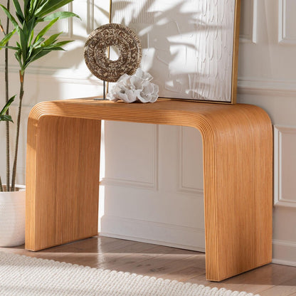 bali & pari - Guevara Console Table in Light Honey - Waterfall Model 1-Light Honey-Rattan-Console Table view 6