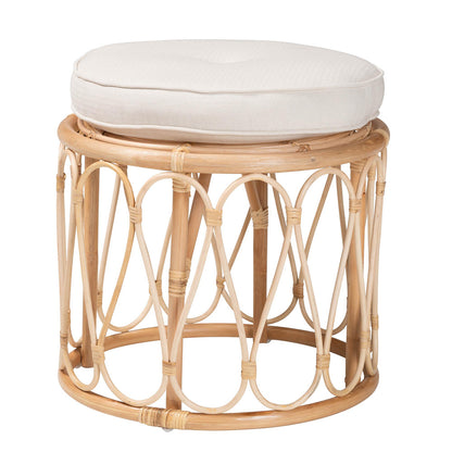 bali & pari - Hachiro Ottoman Footstool in Natural/White - WS073-Natural Rattan-Stool view 1