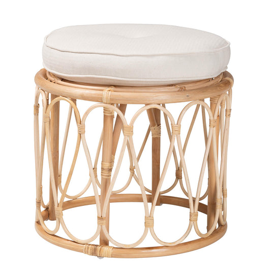 bali & pari - Hachiro Ottoman Footstool in Natural/White - WS073-Natural Rattan-Stool view 1