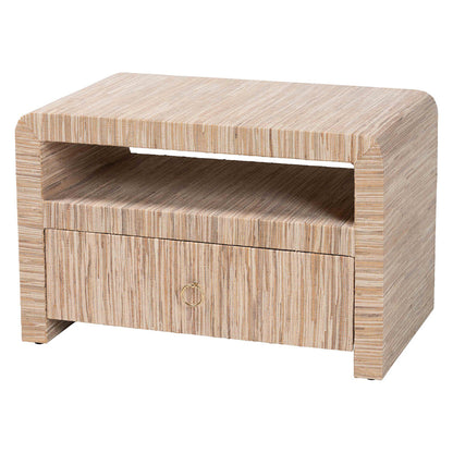 bali & pari - Hannah Nightstand in Natural - Hannah-Natural Woven Grasscloth-NS view 1