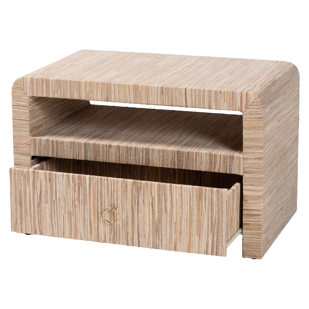 bali & pari - Hannah Nightstand in Natural - Hannah-Natural Woven Grasscloth-NS view 2