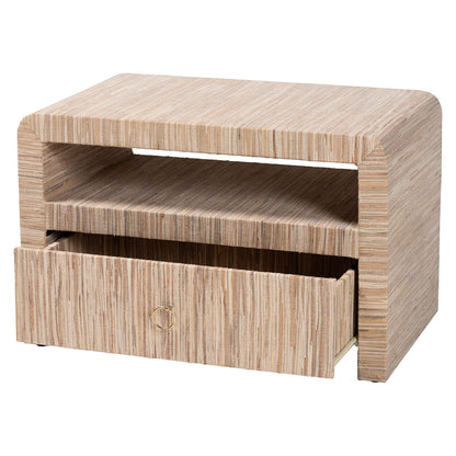 bali & pari - Hannah Nightstand in Natural - Hannah-Natural Woven Grasscloth-NS view 2