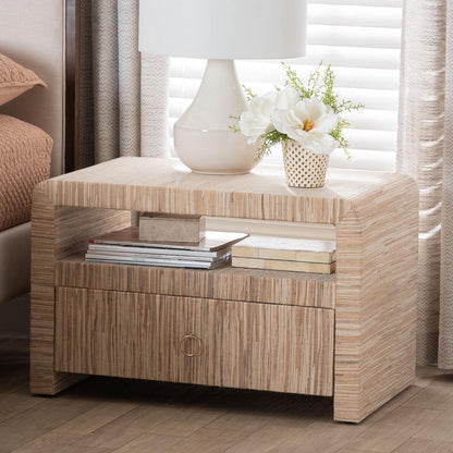 bali & pari - Hannah Nightstand in Natural - Hannah-Natural Woven Grasscloth-NS view 9