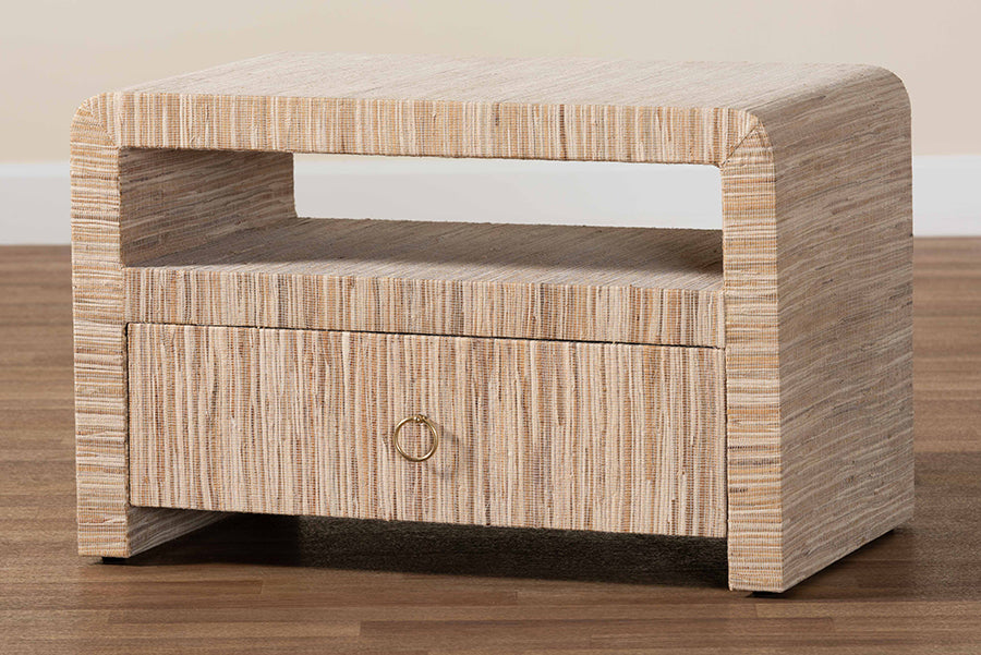 bali & pari - Hannah Nightstand in Natural - Hannah-Natural Woven Grasscloth-NS view 10