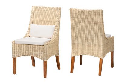 bali & pari - Haybourne Dining Chair Set of 2 - Haybourne-Natural Rattan-Cushion-DC view 1