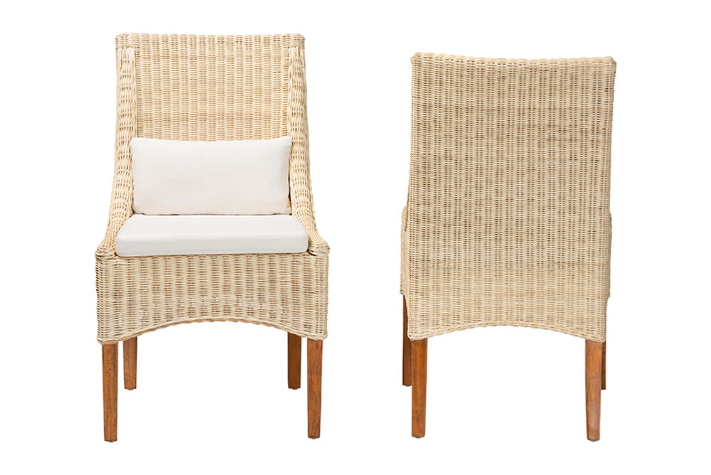 bali & pari - Haybourne Dining Chair Set of 2 - Haybourne-Natural Rattan-Cushion-DC view 2