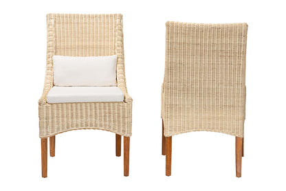 bali & pari - Haybourne Dining Chair Set of 2 - Haybourne-Natural Rattan-Cushion-DC view 2