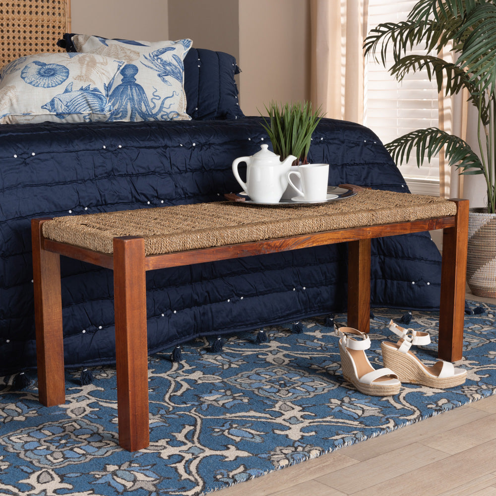 bali & pari - Hermes Bench in Walnut Brown - DC9052-Seagrass-Bench view 6
