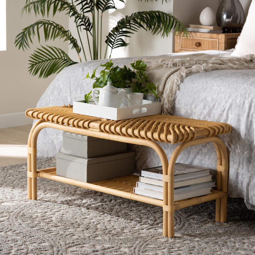 bali & pari - Himari Bench in Natural Brown - WS24-Rattan-Bench view 6