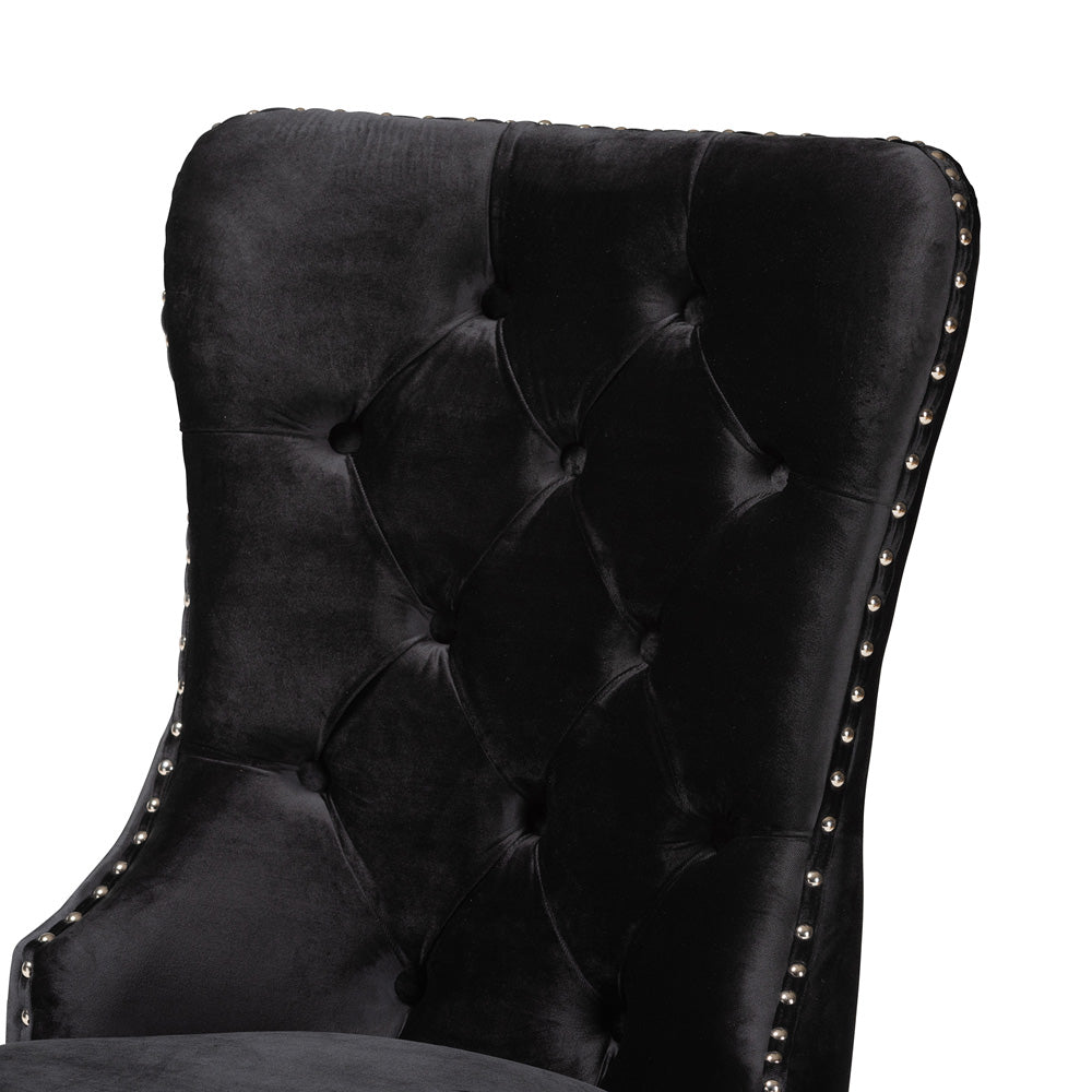 bali & pari - Honora Set of 2 Dining Chairs in Black/Silver - F459-Black Velvet-DC view 4