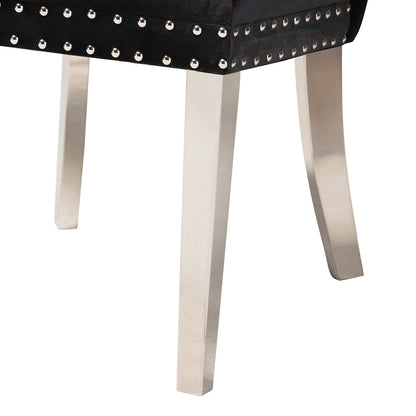 bali & pari - Honora Set of 2 Dining Chairs in Black/Silver - F459-Black Velvet-DC view 5