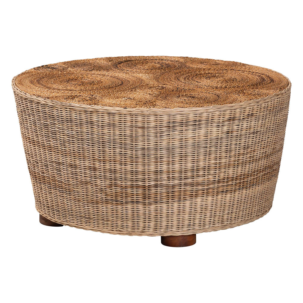 bali & pari  - Hosanna Coffee Table in Natural Brown/Walnut Brown - Horse-Round-Natural Wild-Rattan-CT view 1