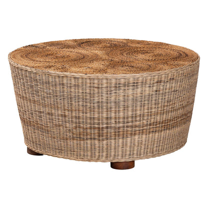 bali & pari  - Hosanna Coffee Table in Natural Brown/Walnut Brown - Horse-Round-Natural Wild-Rattan-CT view 1
