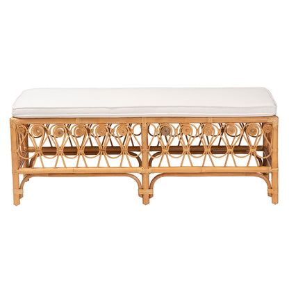 bali & pari - Ibiza Bench in White/Light Honey - Ibiza-Light Honey Rattan-Bench view 2