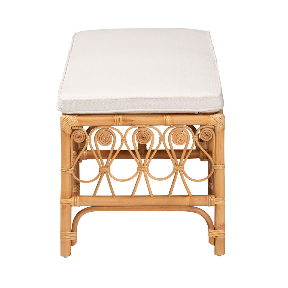 bali & pari - Ibiza Bench in White/Light Honey - Ibiza-Light Honey Rattan-Bench view 3