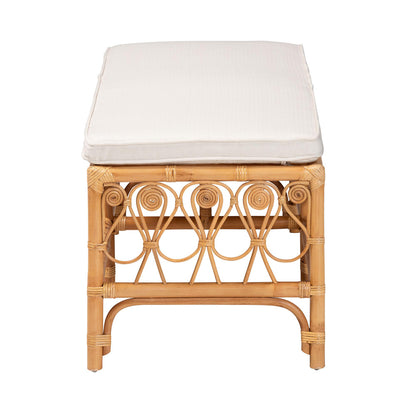bali & pari - Ibiza Bench in White/Light Honey - Ibiza-Light Honey Rattan-Bench view 3