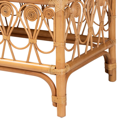 bali & pari - Ibiza Bench in White/Light Honey - Ibiza-Light Honey Rattan-Bench view 4