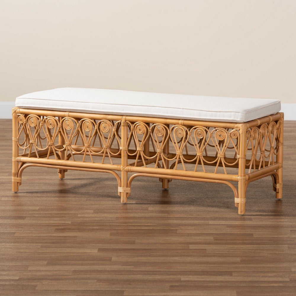 bali & pari - Ibiza Bench in White/Light Honey - Ibiza-Light Honey Rattan-Bench view 7