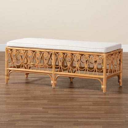 bali & pari - Ibiza Bench in White/Light Honey - Ibiza-Light Honey Rattan-Bench view 7