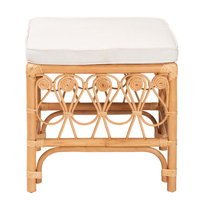bali & pari - Ibiza Footstool in White/Light Honey - Ibiza-Light Honey Rattan-Stool view 3