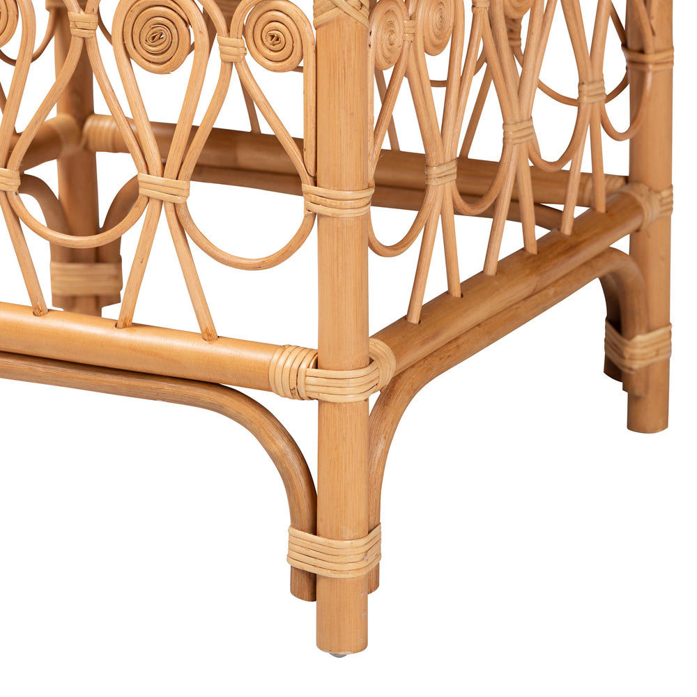 bali & pari - Ibiza Footstool in White/Light Honey - Ibiza-Light Honey Rattan-Stool view 4