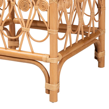 bali & pari - Ibiza Footstool in White/Light Honey - Ibiza-Light Honey Rattan-Stool view 4
