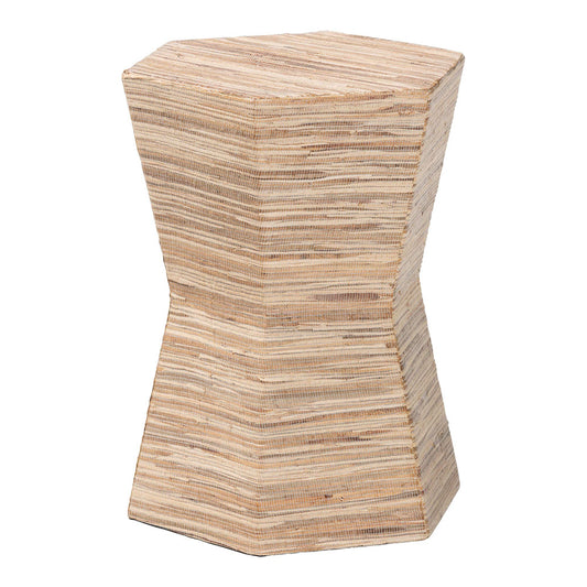 bali & pari - Idana End Table in Natural - Natural Woven Mendong-Hexagon-ET view 1