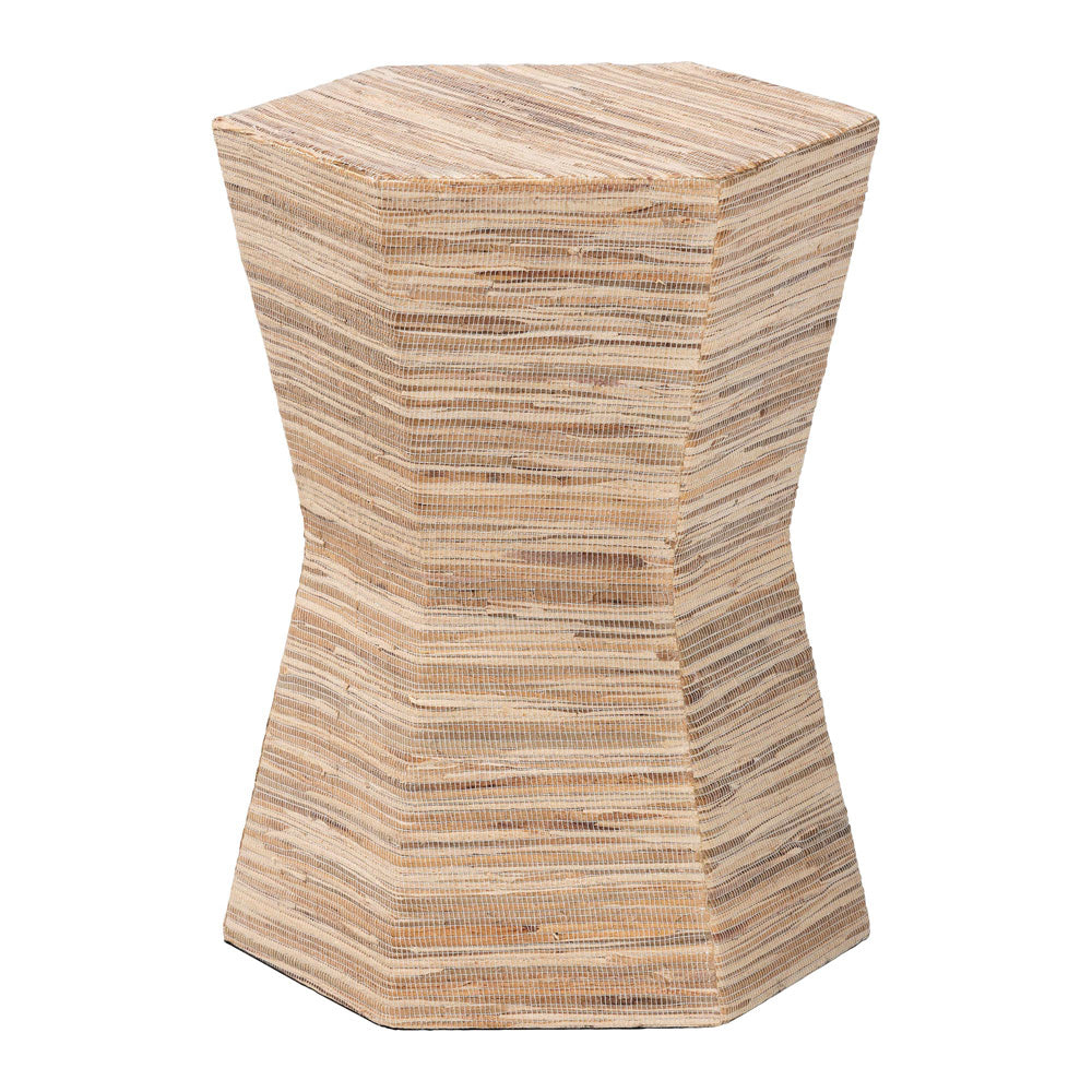 bali & pari - Idana End Table in Natural - Natural Woven Mendong-Hexagon-ET view 2