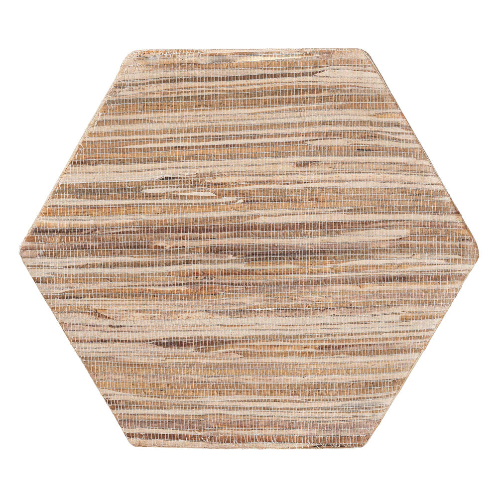bali & pari - Idana End Table in Natural - Natural Woven Mendong-Hexagon-ET view 3
