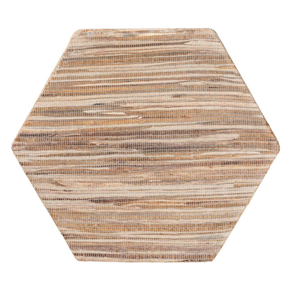 bali & pari - Idana End Table in Natural - Natural Woven Mendong-Hexagon-ET view 3