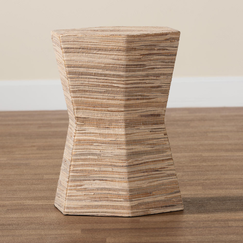 bali & pari - Idana End Table in Natural - Natural Woven Mendong-Hexagon-ET view 6
