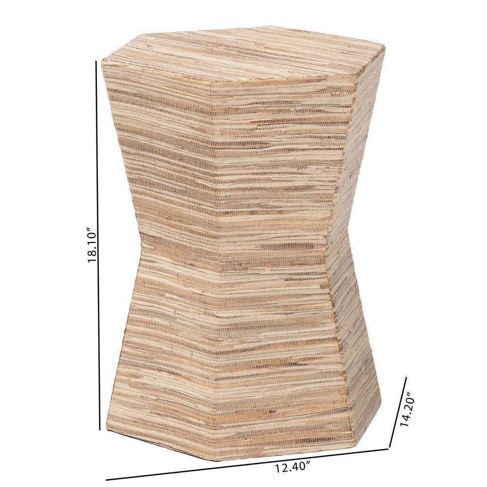 bali & pari - Idana End Table in Natural - Natural Woven Mendong-Hexagon-ET view 7