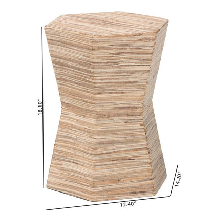 bali & pari - Idana End Table in Natural - Natural Woven Mendong-Hexagon-ET view 7