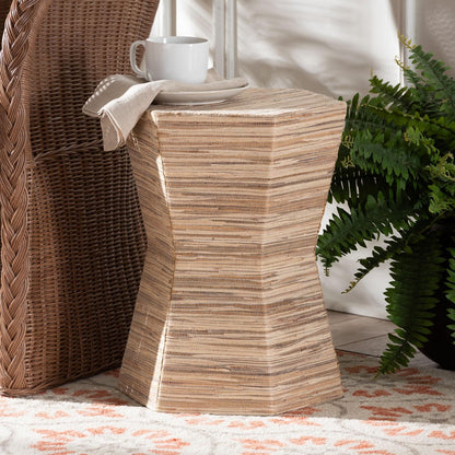 bali & pari - Idana End Table in Natural - Natural Woven Mendong-Hexagon-ET view 11