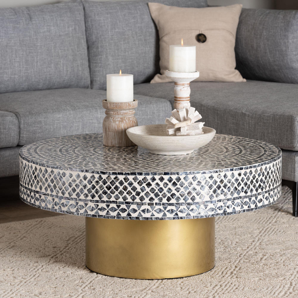 bali & pari - Idra Coffee Table in Mosaic Black/White/Gold - F242-FT15-Coffee Table view 6