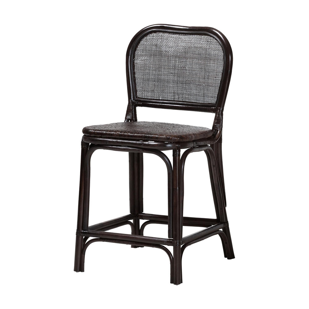 bali & pari - IreneCounter Stool in Espresso - Irene-Coffee Bean-Rattan-CS view 1