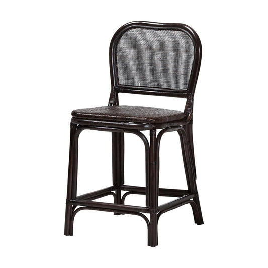 bali & pari - IreneCounter Stool in Espresso - Irene-Coffee Bean-Rattan-CS view 1