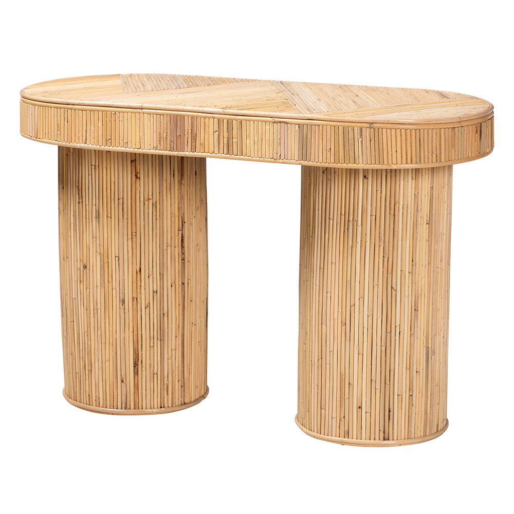 bali & pari - Iryna Console Table in Light honey - Iowai-Natural Rattan-Console Table view 1