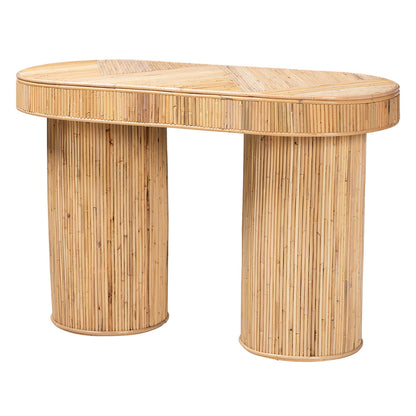 bali & pari - Iryna Console Table in Light honey - Iowai-Natural Rattan-Console Table view 1