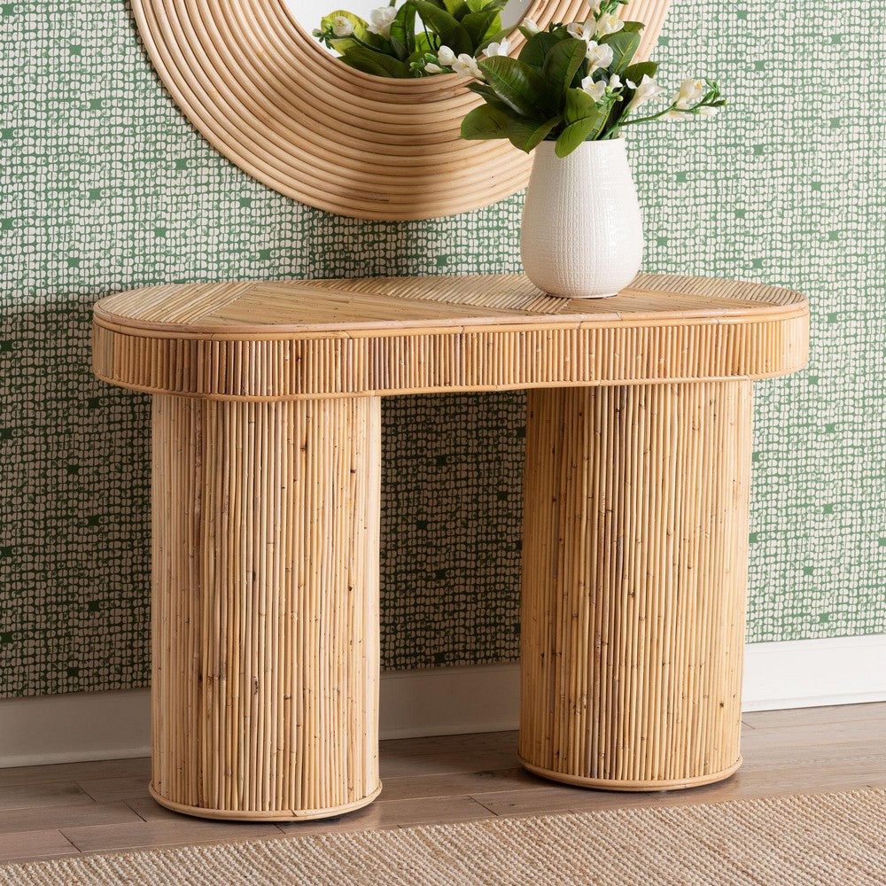 bali & pari - Iryna Console Table in Light honey - Iowai-Natural Rattan-Console Table view 7